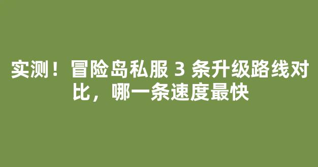 实测！冒险岛私服 3 条升级路线对比，哪一条速度最快
